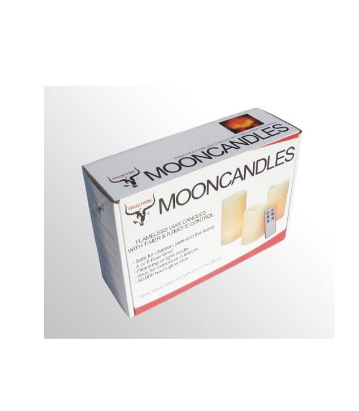 Flameless LED Candles – 3 Mooncandles with Remote Control