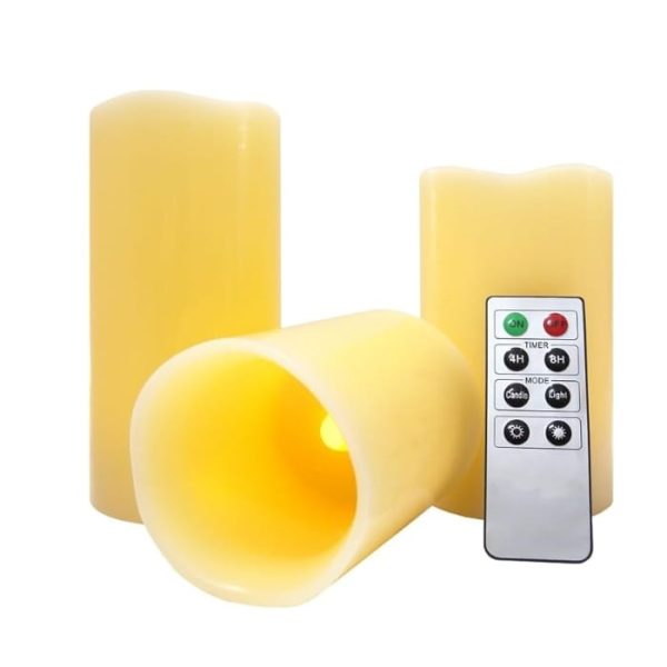 Flameless LED Candles – 3 Mooncandles with Remote Control