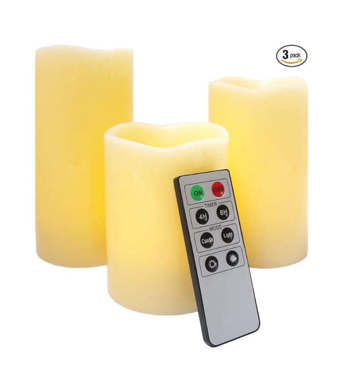 Flameless LED Candles – 3 Mooncandles with Remote Control