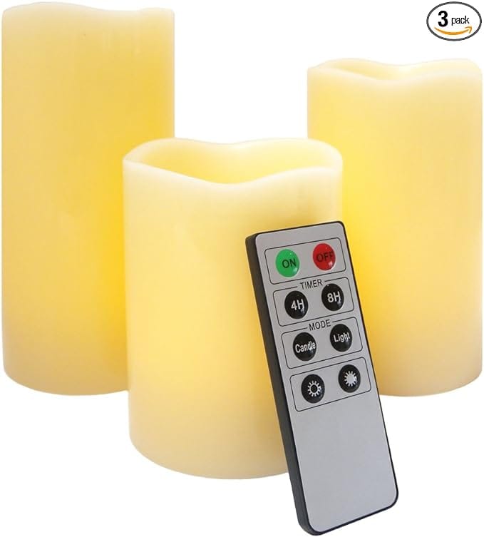 Flameless LED Candles – 3 Mooncandles with Remote Control