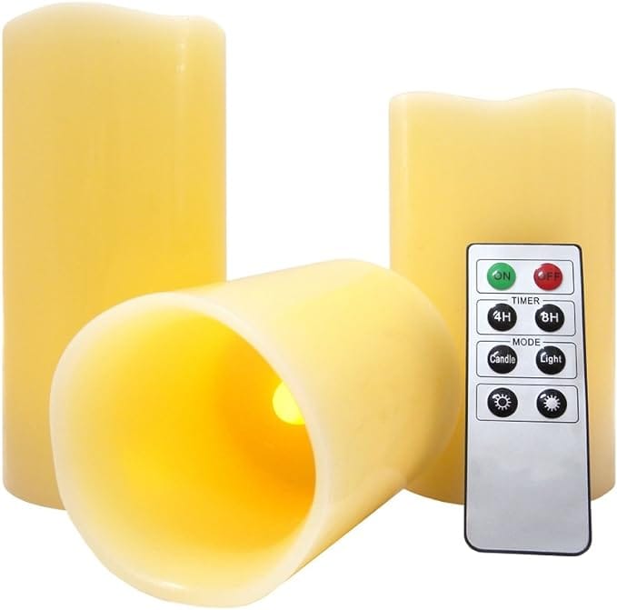 Flameless LED Candles – 3 Mooncandles with Remote Control