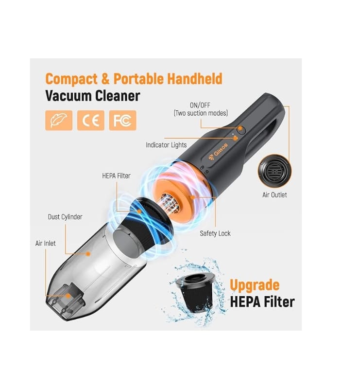 Gittos Handheld Vacuum, Handheld Vacuum Cleaner Cordless Rechargeable
