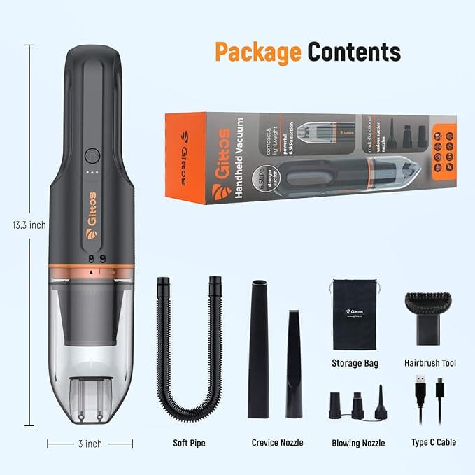 Gittos Handheld Vacuum, Handheld Vacuum Cleaner Cordless Rechargeable