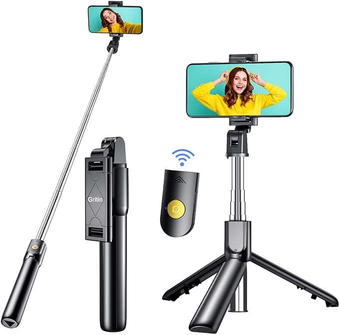 Gritin Selfie Stick, 4 in 1 Bluetooth Selfie Stick Tripod