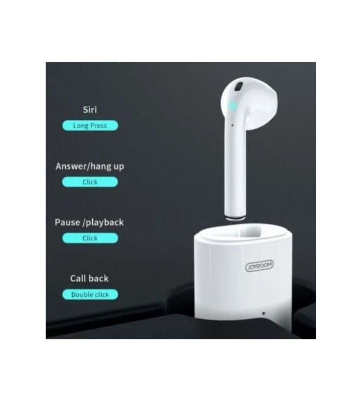 JOYROOM JR-SP1 SINGLE BLUETOOTH EARPHONE WITH CHARGING CASE – WHITE