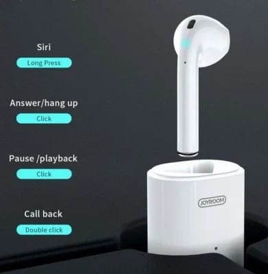 JOYROOM JR-SP1 SINGLE BLUETOOTH EARPHONE WITH CHARGING CASE – WHITE