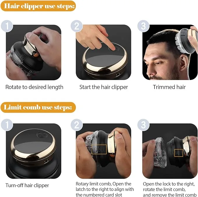 【Home Haircut Kit】 360° rotating cutter head, create professional short styles at home; Ultra sharp circular blades cut in any direction to deliver precise, safe results, and the unique lock in guide combs make it impossible to shift lengths mid cut 【USB Rechargeable and Portable】USB Fast charge in 1.5h, you can plug into the USB interface to charge, it can use up to 60mins. Cordless hair clipper for men, compact light-size, easy to carry, and put in the bag, great for travel or business trips 【Comes with Guide Combs】This shortcut pro self-haircut kit comes with 2 adjustable guide combs(5/7/9/15/17/19mm) for hair trimmer. A precision cutting system makes it a wonderful trimmer. 【Waterproof And Easy To Maintain】Waterproof design, Trimmed hair can be washed directly under the tap.