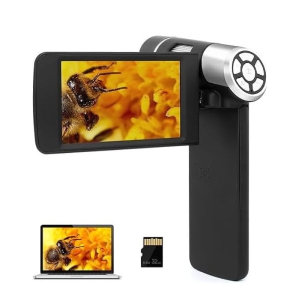 LM203 Handheld Digital Microscope with 4" LCD Screen, 200X USB Portable Digital Microscope Coin Magnifier
