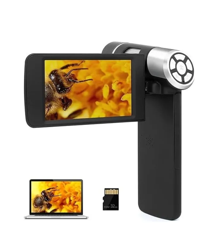 LM203 Handheld Digital Microscope with 4" LCD Screen, 200X USB Portable Digital Microscope Coin Magnifier