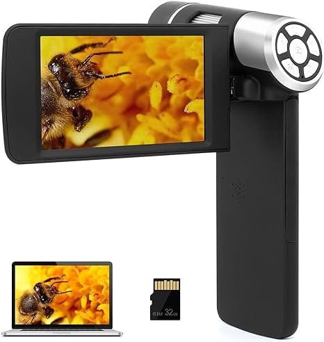 LM203 Handheld Digital Microscope with 4″ LCD Screen, 200X USB Portable Digital Microscope Coin Magnifier