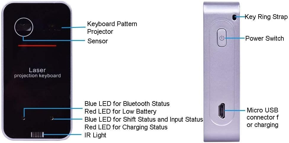MOJO Bluetooth Wireless Laser Projection Virtual Keyboard Portable Full-Size Keypad