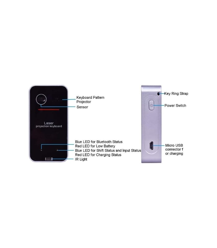 MOJO Bluetooth Wireless Laser Projection Virtual Keyboard Portable Full-Size Keypad