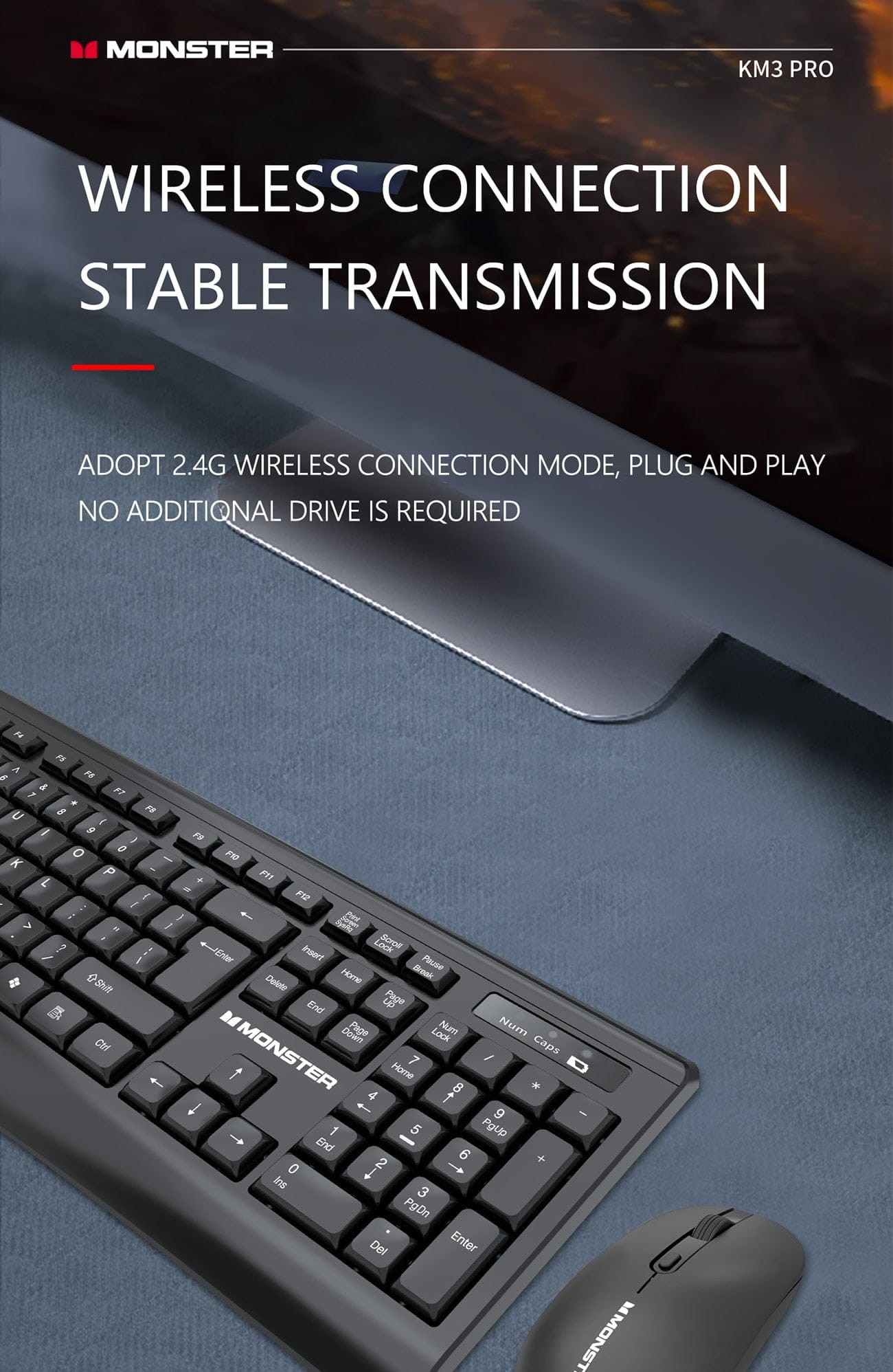 MONSTER AIRMARS KM3 PRO WIRELESS KEYBOARD & MOUSE