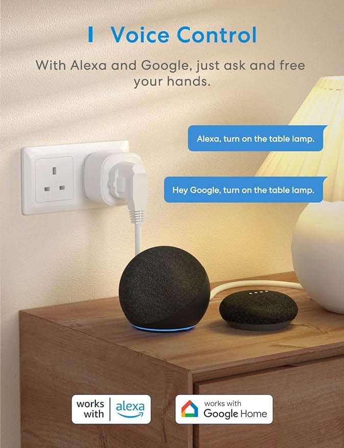 Meross Smart Plug Remote Control Plug Socket UK Smart Plugs that Work with Alexa, Google Home Pack Of 4