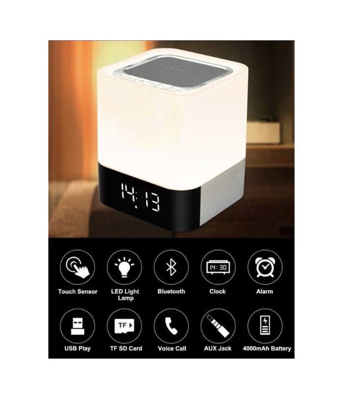 Mini Wireless Bluetooth Speaker LED Alarm Clock Time Setting Subwoofer