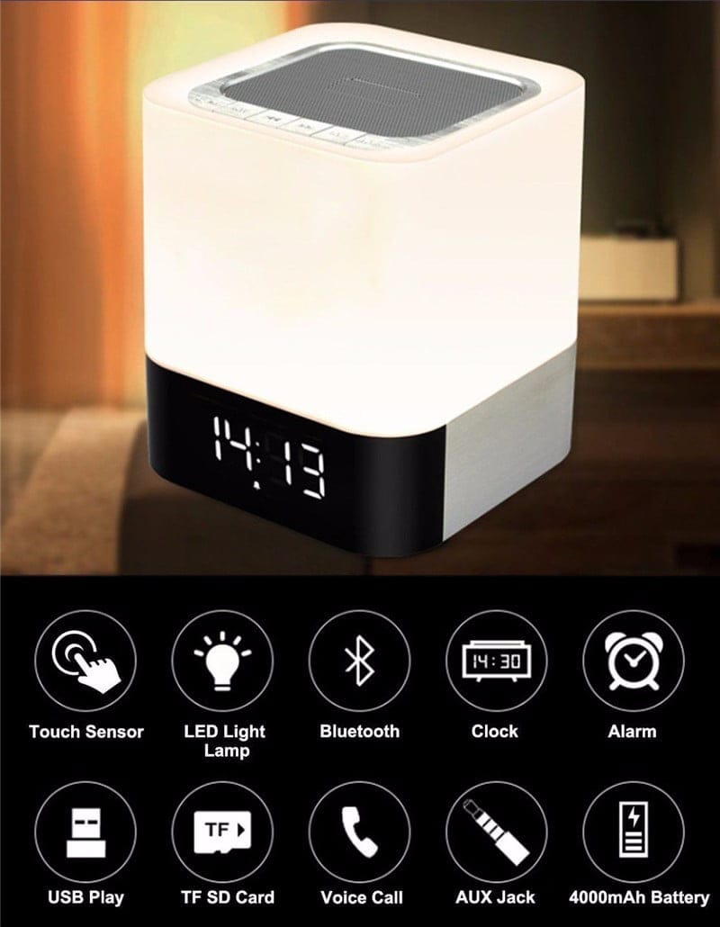 Mini Wireless Bluetooth Speaker LED Alarm Clock Time Setting Subwoofer