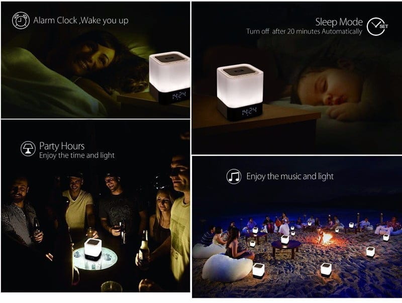 Mini Wireless Bluetooth Speaker LED Alarm Clock Time Setting Subwoofer