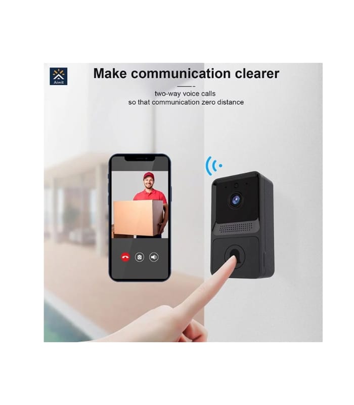 Mini Wireless Doorbell Camera WiFi Smart Home Security Camera with Chime, Black