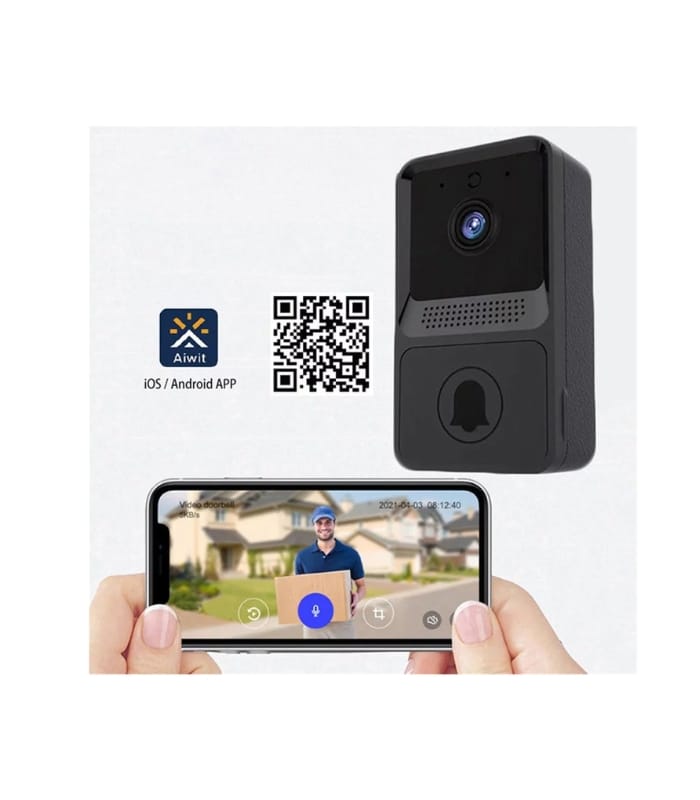 Mini Wireless Doorbell Camera WiFi Smart Home Security Camera with Chime, Black