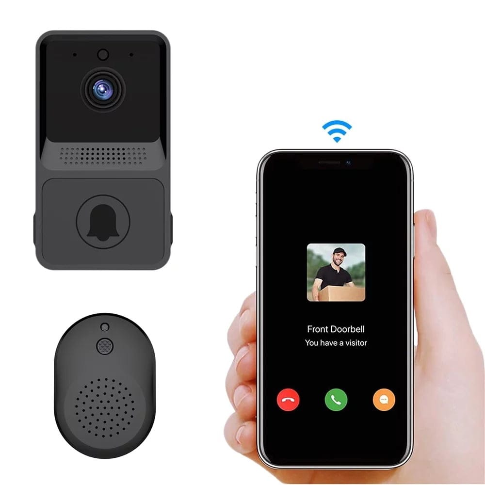Mini Wireless Doorbell Camera WiFi Smart Home Security Camera with Chime, Black