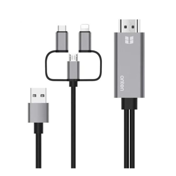 Onten Lightning/ USB-C/ microUSB To HDMI Cable 1.8M OTN-7537A