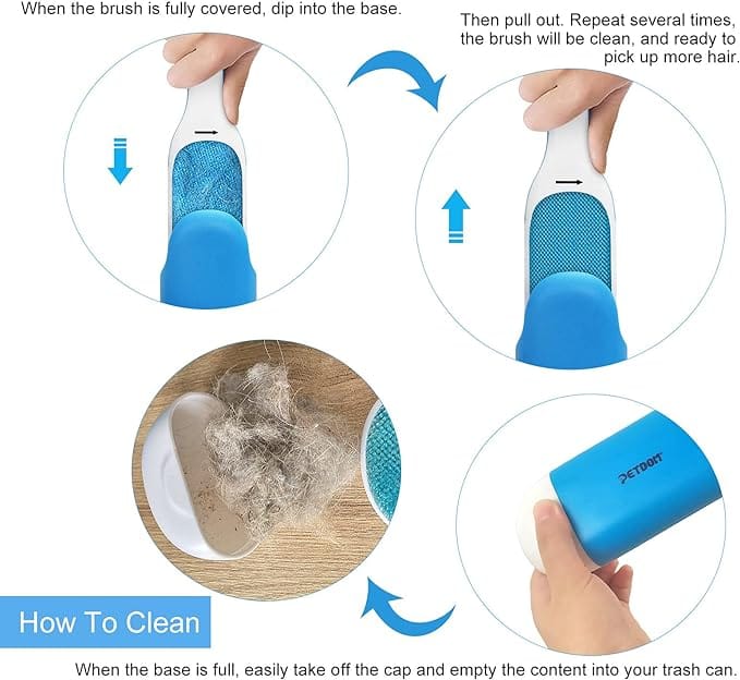 PETDOM Pet Hair Remover Brush for Clothes - Integrated Sturdy Handle