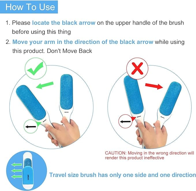 PETDOM Pet Hair Remover Brush for Clothes - Integrated Sturdy Handle