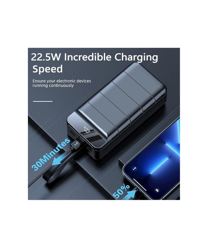 Power Bank 50000mAh, 22.5W PD Quick Charge Portable Charger with 4 Outputs & 3 Inputs & Flashlight and LED Display