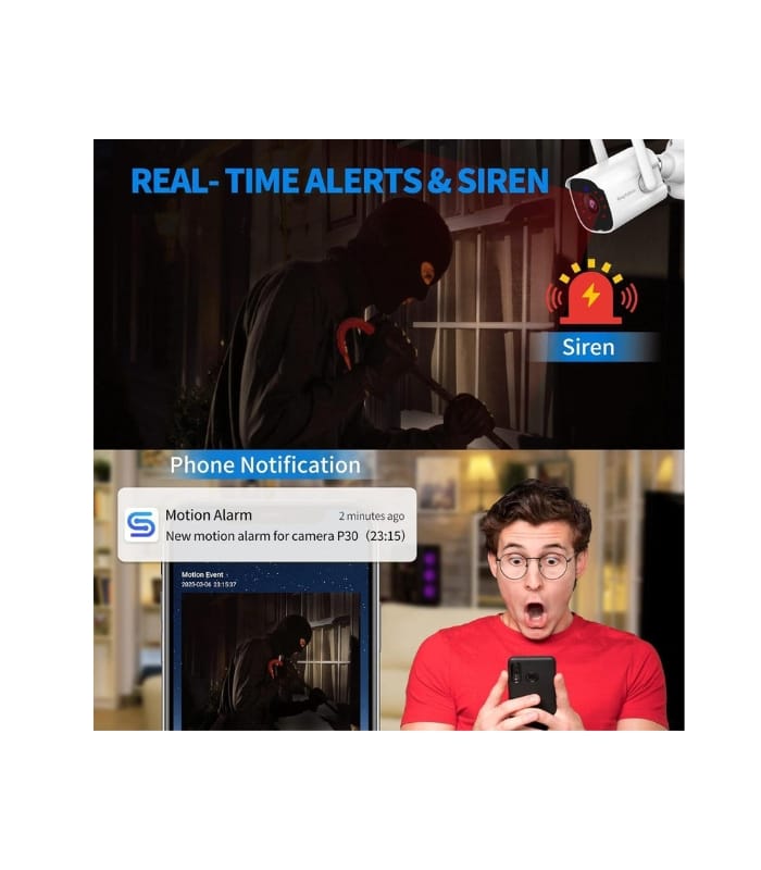 Septekon 2K Security Cameras Outdoor, 2.4G Wired WiFi Cameras for Home Security