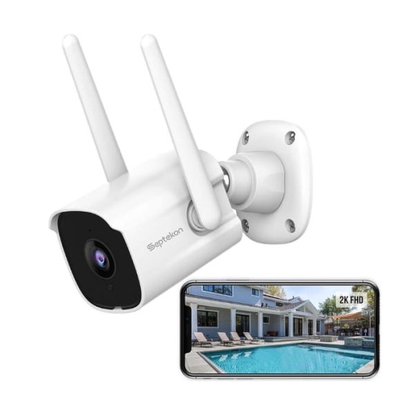 Septekon 2K Security Cameras Outdoor, 2.4G Wired WiFi Cameras for Home Security