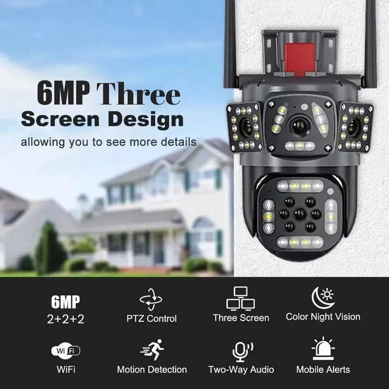 Speed-X PTZ WiFi Outdoor 6MP Security Camera With 3Screen,Night Vision,Waterproof