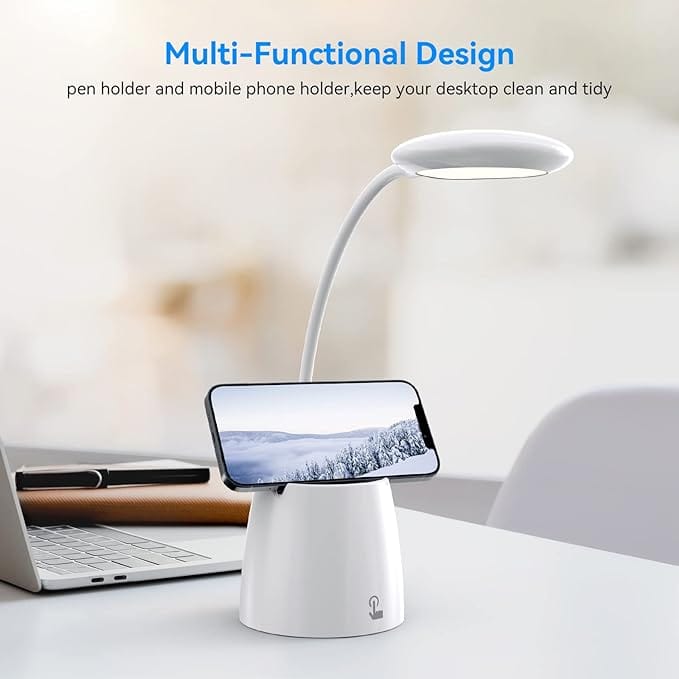 VOXON LED Table lamp with pen & phone holder, USB Rechargeable Table Lamp