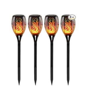 WBM Smart Solar Light Torch, Waterproof, Flickering Flame Solar Lights Outdoor 4 Piece