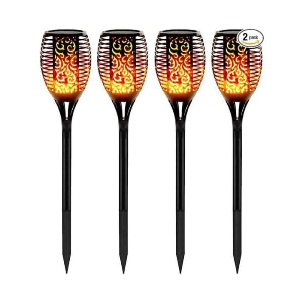 WBM Smart Solar Light Torch, Waterproof, Flickering Flame Solar Lights Outdoor 4 Piece