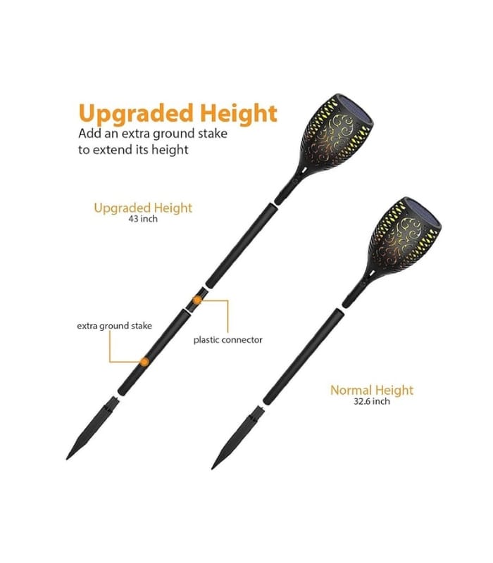 WBM Smart Solar Light Torch, Waterproof, Flickering Flame Solar Lights Outdoor 4 Piece