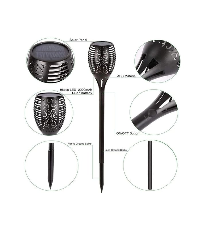 WBM Smart Solar Light Torch, Waterproof, Flickering Flame Solar Lights Outdoor 4 Piece