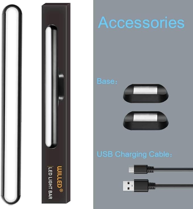 WILLED Rechargeable Light Bar, 3W Touch Light Built-in 2000mAh Battery