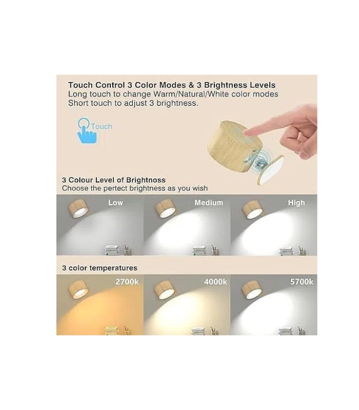 Wall Light LED Wall lamp with Rechargeable Battery Operated