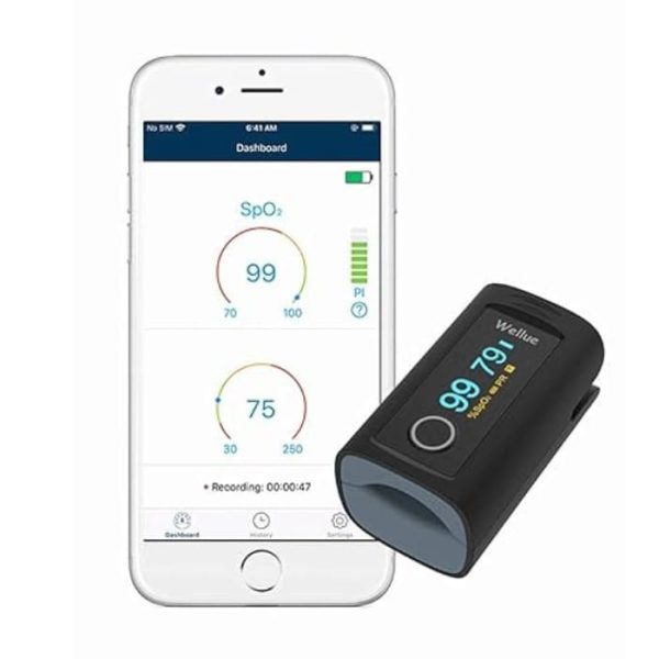 Wellue Oxysmart Bluetooth Fingertip Blood Oxygen Saturation Monitor with Alarm
