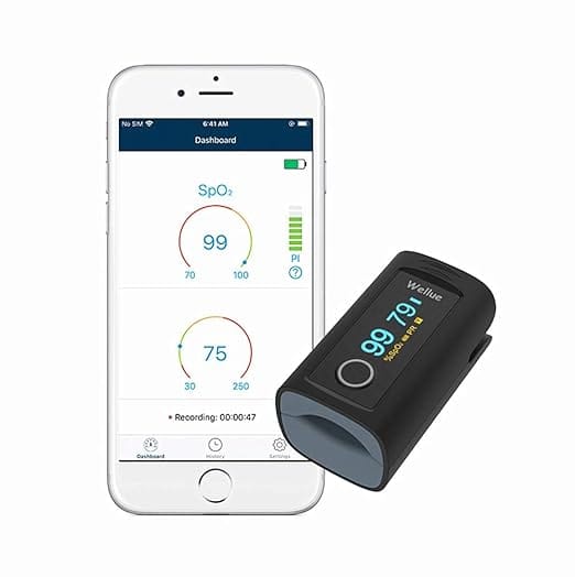 Wellue Oxysmart Bluetooth Fingertip Blood Oxygen Saturation Monitor with Alarm