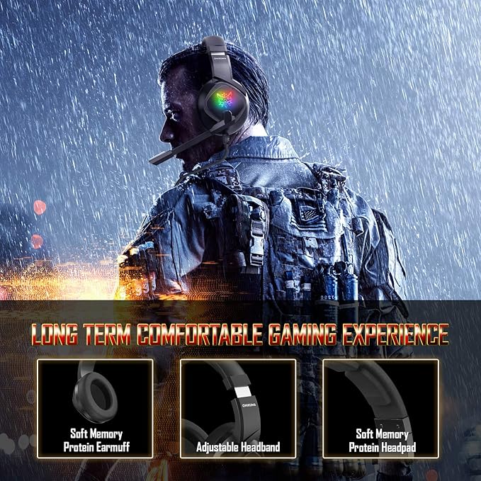 ONIKUMA K19 RGB Wired Stereo Gaming Headset True Noise Cancellation