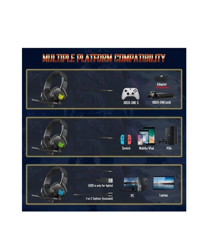 ONIKUMA K19 RGB Wired Stereo Gaming Headset True Noise Cancellation