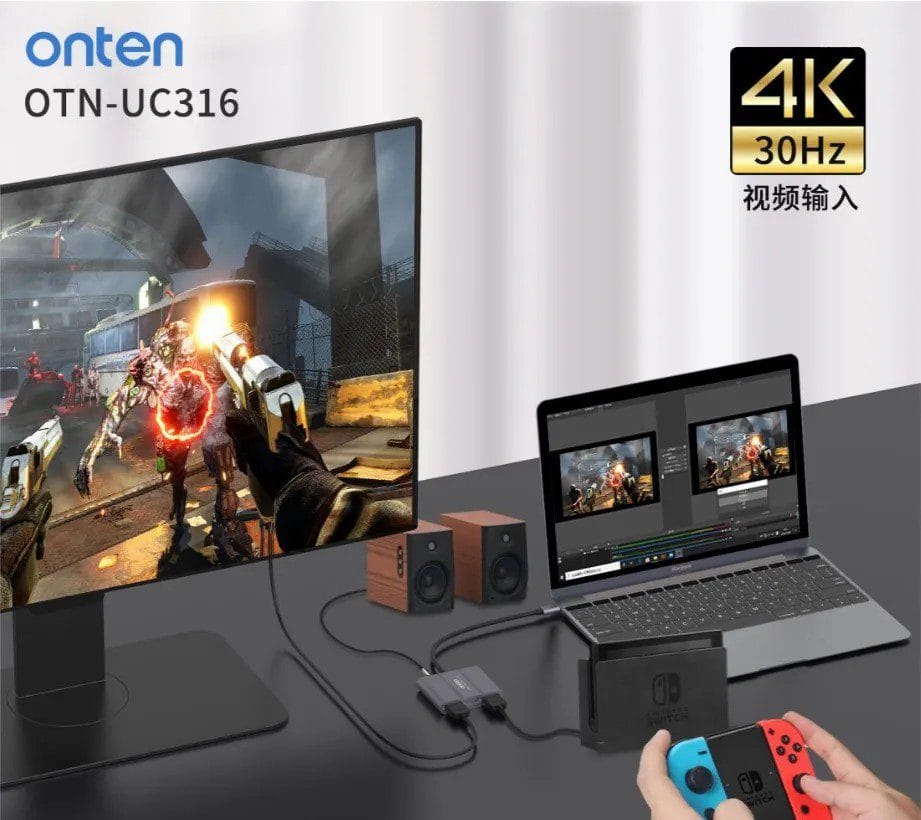 Onten UC316 Type C Audio/Video Capture with HDMI Video Adapter