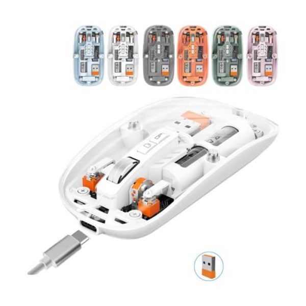Mouse Wireless M233,Transparent Magnetic Mouse 2.4G Rechargeable for PC Rechargeable