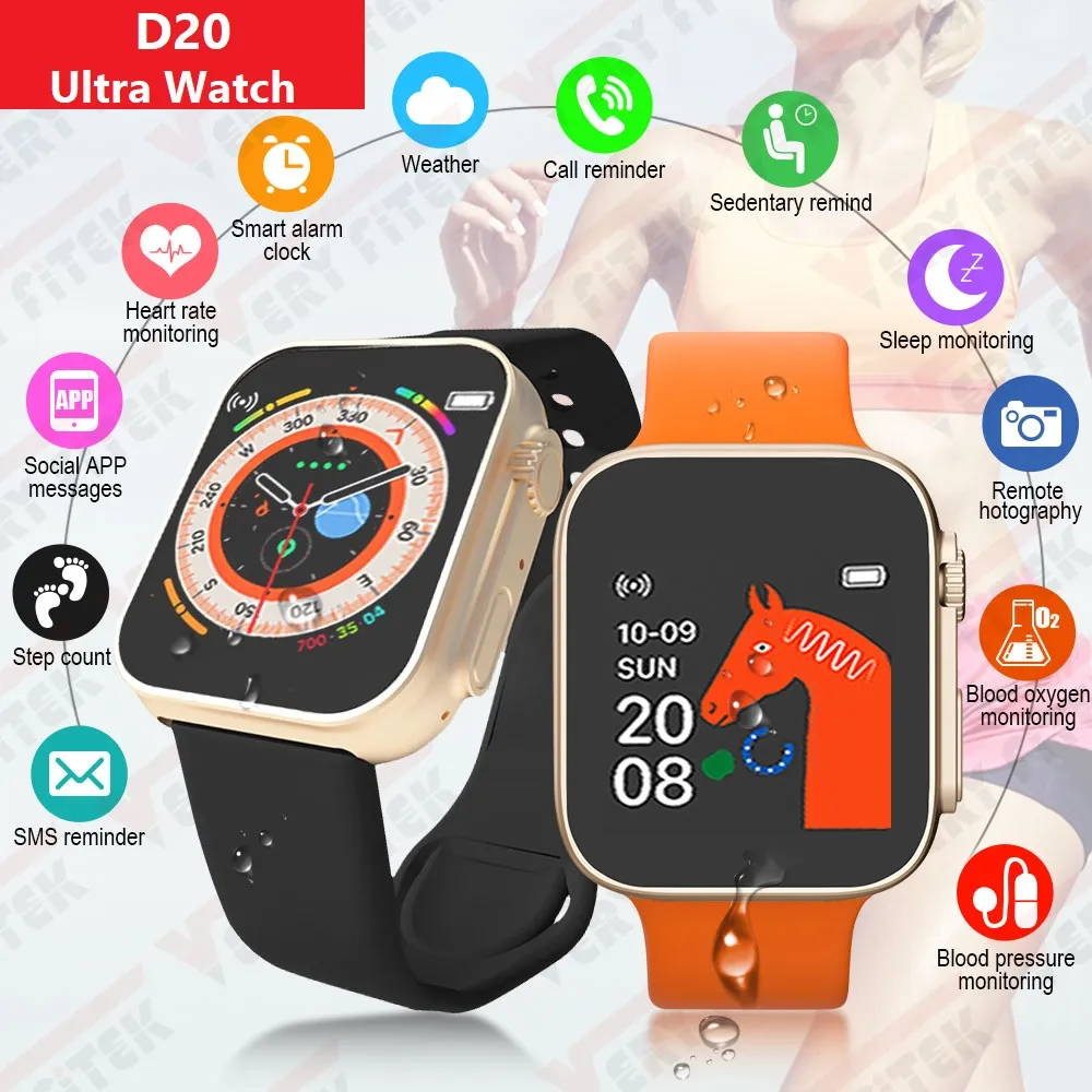 D20 Ultra Smartwatch Heart Rate Blood Pressure Oxygen