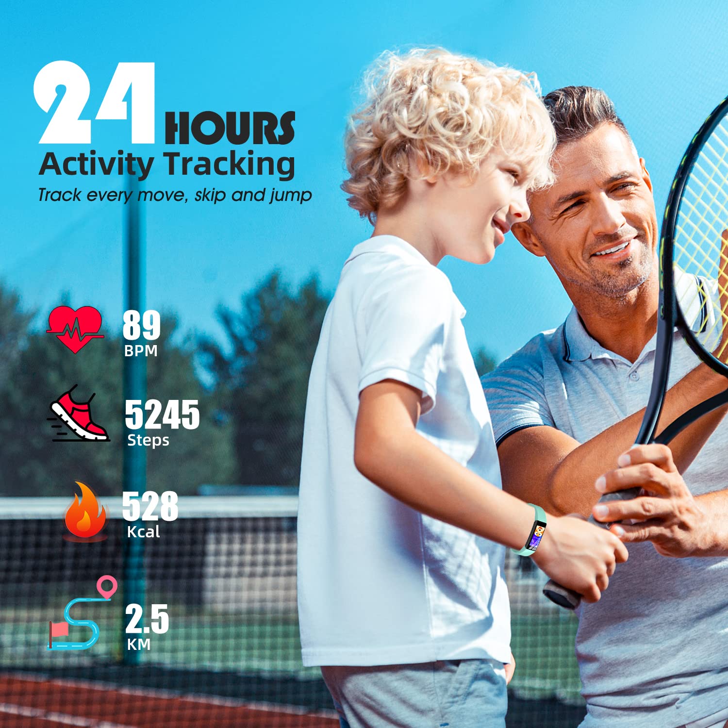 Fitness Tracker Watch for Kids, IP68 Waterproof Activity Tracker, Heart Rate Sleep Monitor