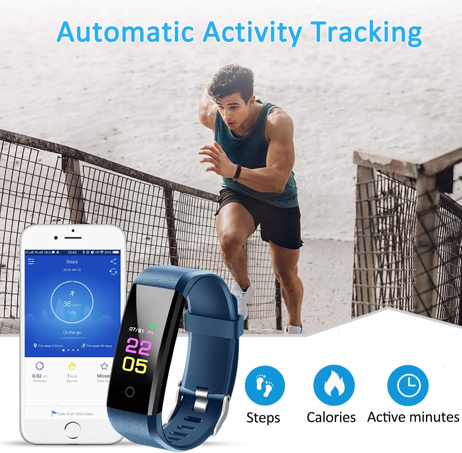 Oumuele Fitness Tracker Hr, Kids Activity Tracker Watch Android with Heart Rate Monitor
