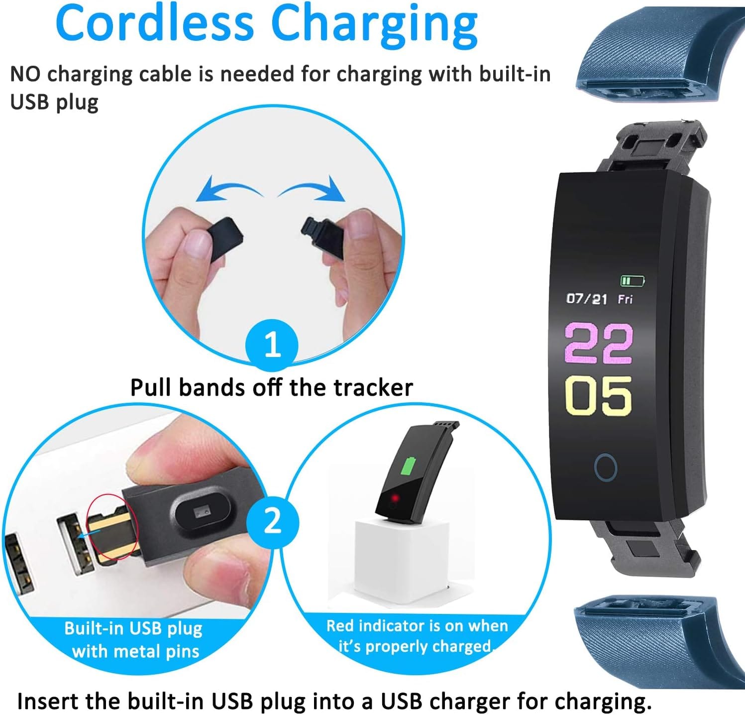 Oumuele Fitness Tracker Hr, Kids Activity Tracker Watch Android with Heart Rate Monitor