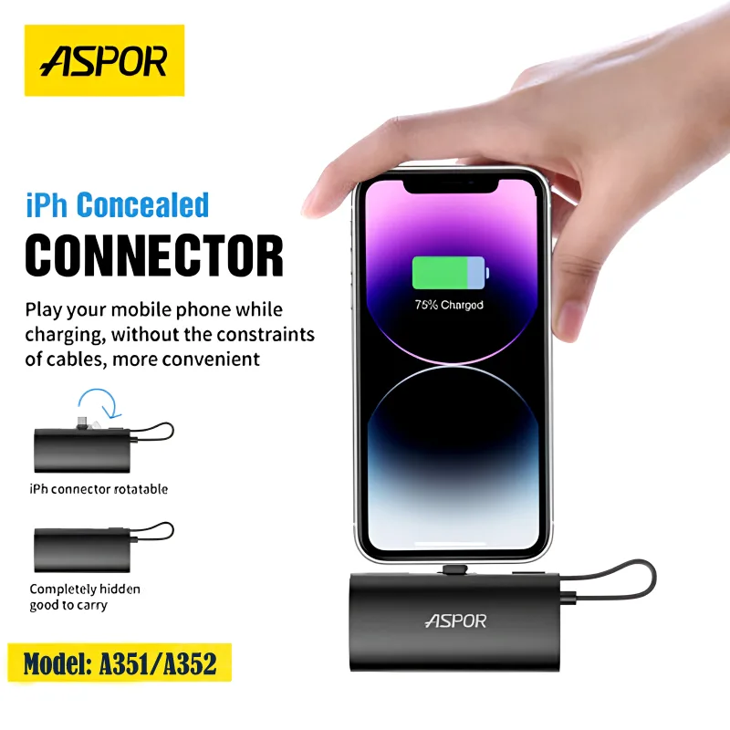 Aspor A352 Dual TYPE-C Flexible Portable Mini 5000mAh Power Bank