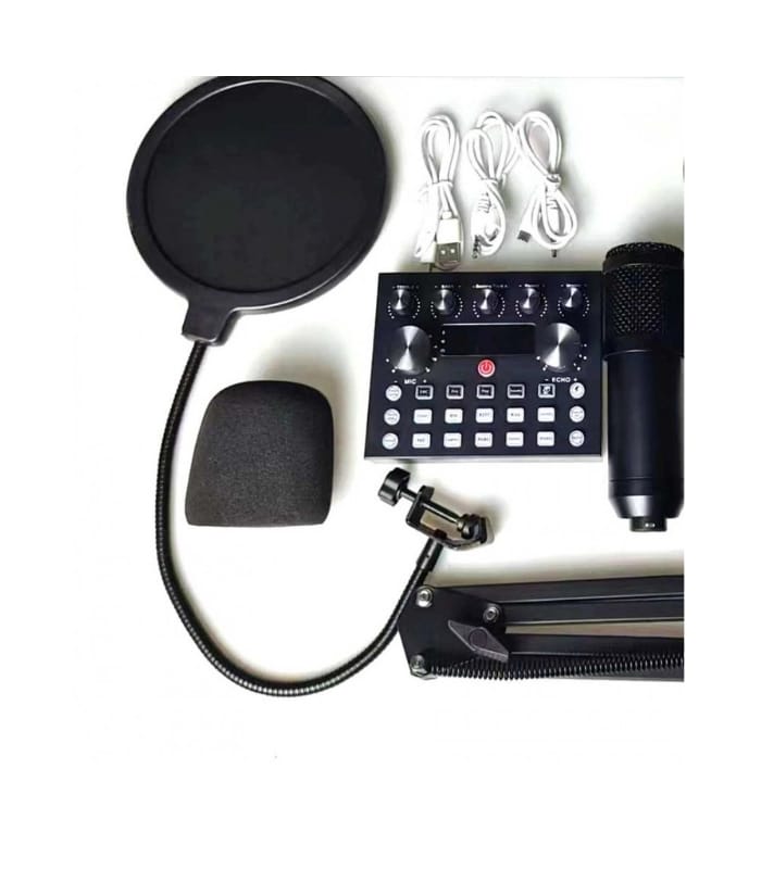 Bm-800 V10 Podcast Condenser Microphone Set With Live Sound Card